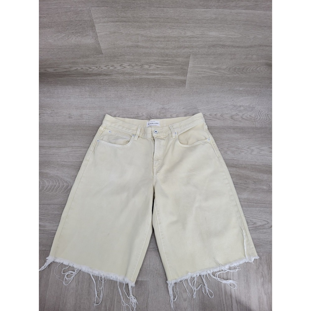 SLVRLAKE Mica Denim Shorts Women's 31 Sunlight Blue Made in USA Raw Hem